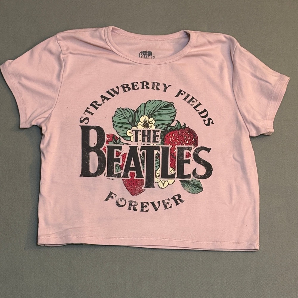 The Beatles Strawberry Fields Forever Pink Graphic T-Shirt Kids Size L 12-14